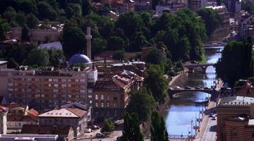 Town with a river running through it